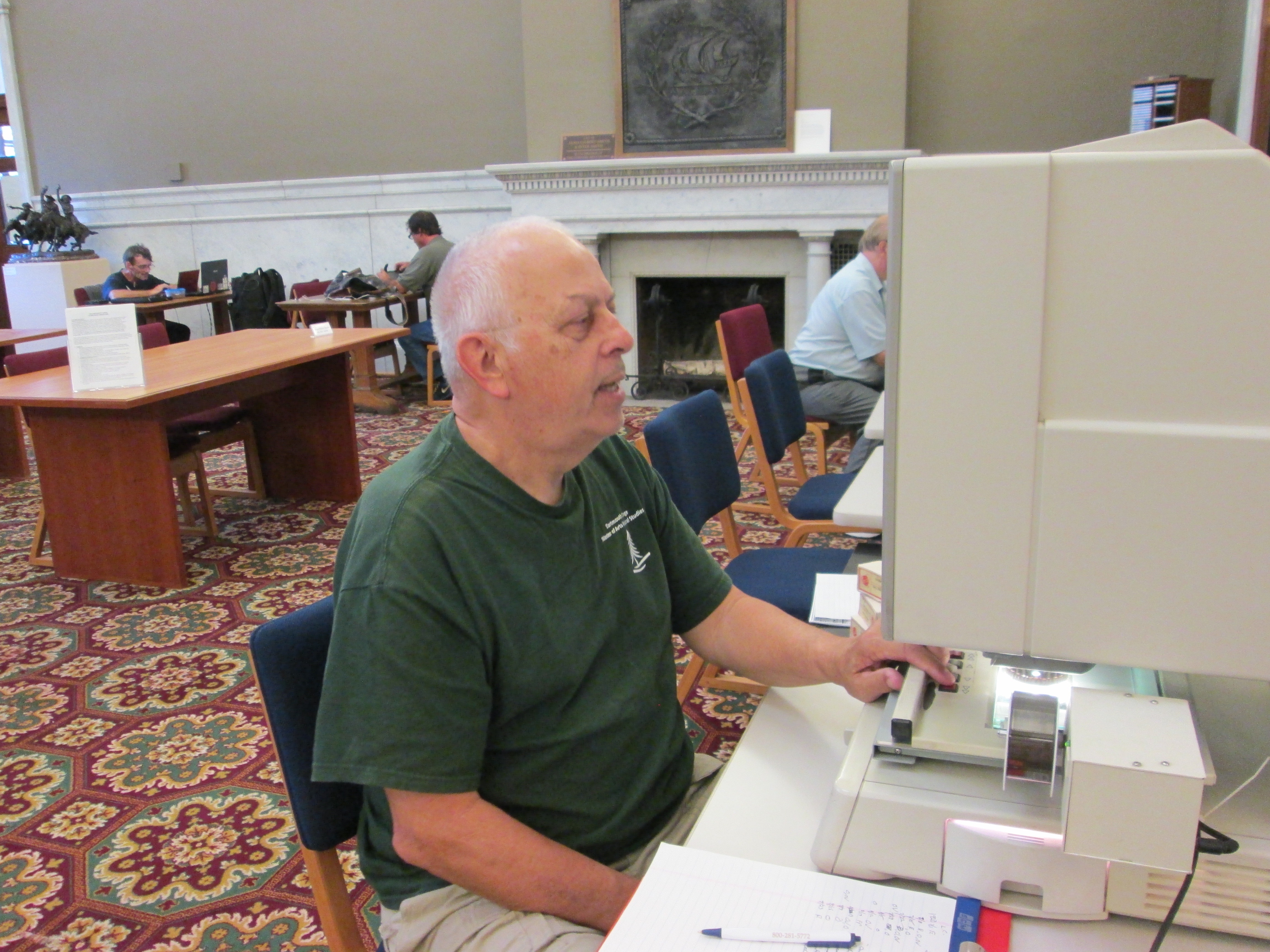 Pease at library computer