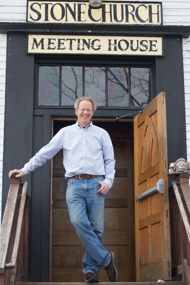 Hoffman in front of Stonechurch Meeting House
