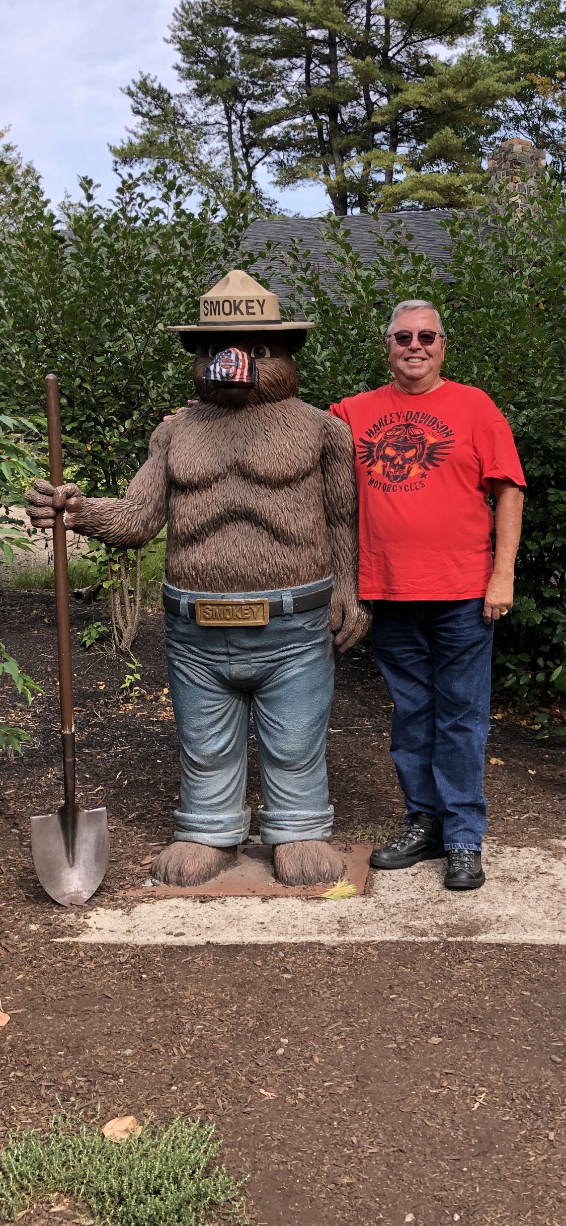 Johnson posed with Smokey the Bear