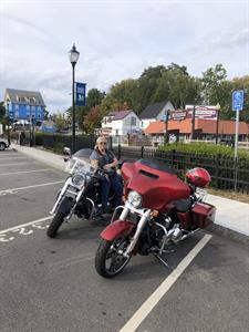 Johnson and his wife's motorcycles