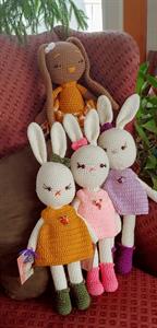 Photo of four crocheted bunnies