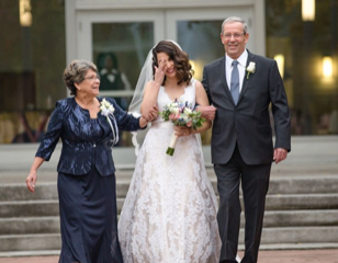 Trudel with daughter on wedding day